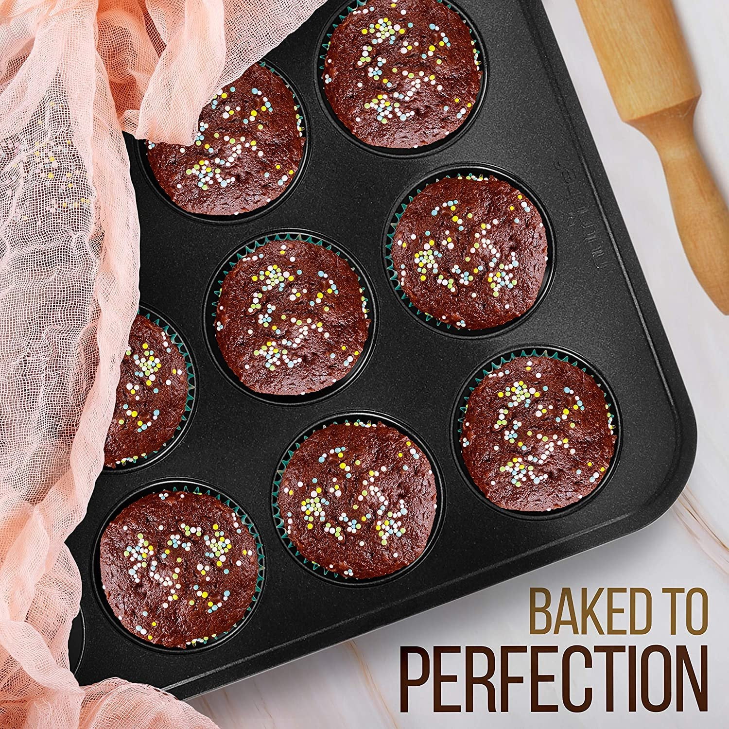 NutriChef Kitchen Oven Baking Pans Carbon Steel W/ Non-stick Black Coating Inside & Outside