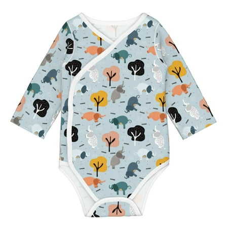 

Matuu Elephant Tree for Baby Long-Sleeve Bodysuit Soft Cotton Comfortable and Breathable Perfect for Newborns and Infants