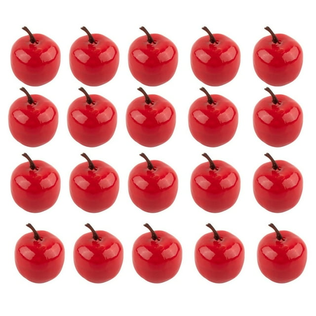 20Pcs Artificial Red Apples, Fake Fruit Lifelike Simulation Apples for