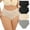 2Black+Skin+Grey, variant on GAI YI Women's High Waisted Cotton Briefs Ladies Lace Underwear Soft Stretch Full Coverage Panties 4 Pack