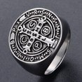 thumbnail image 4 of GHSDFBB Bague Croix Romaine Catholique en Acier Inoxydable Protection Chasseur de Fantômes Saint Benedict Exorcisme Homme, 4 of 5