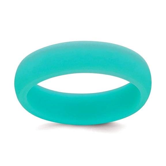 Silicone Sky Blue 5.7mm Domed Band Size 8 Ring for Women and Men - .8 Grams