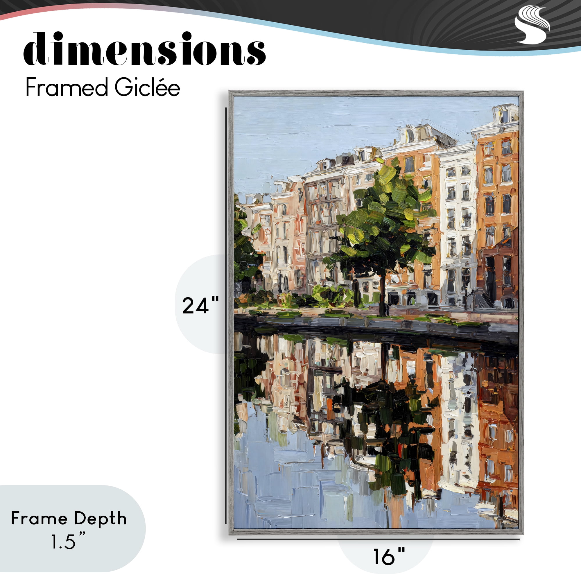 Stupell Industries Waterside Apartments on Canal Gray Framed Giclee Art, design by Petal Prints Design