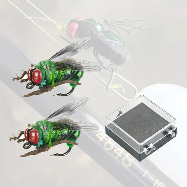 2 piezas de señuelos de pesca con forma de moscas/mosquitos/abejas, cebos flotantes artificiales 3D, señuelos de natación de superficie, anzuelos arti 14 mm