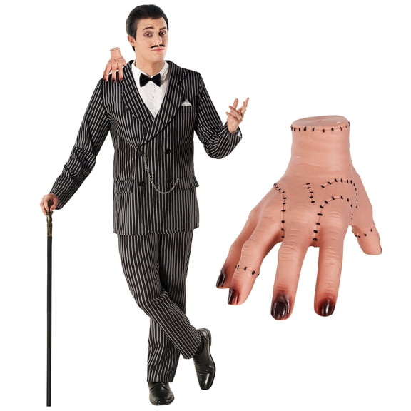 Morph Pinstripe Patriarch Suit Hand Costume Men Halloween Costume for Men Black XX-Large