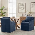 thumbnail image 4 of VKNOW Set of 2 Upholstered Dining Chairs with Rolling Casters and Armrests for Kitchen and Dining Room,Blue, 4 of 13