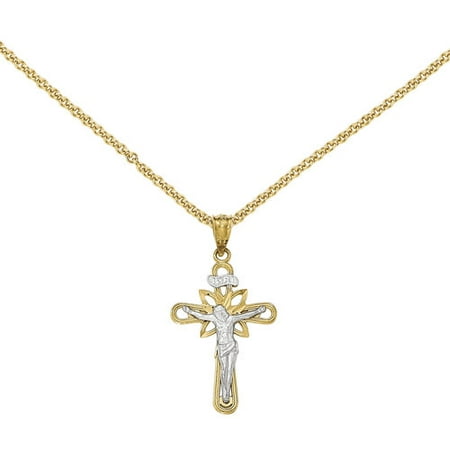 14kt Two-Tone Gold with Rhodium Small Passion Crucifix Pendant