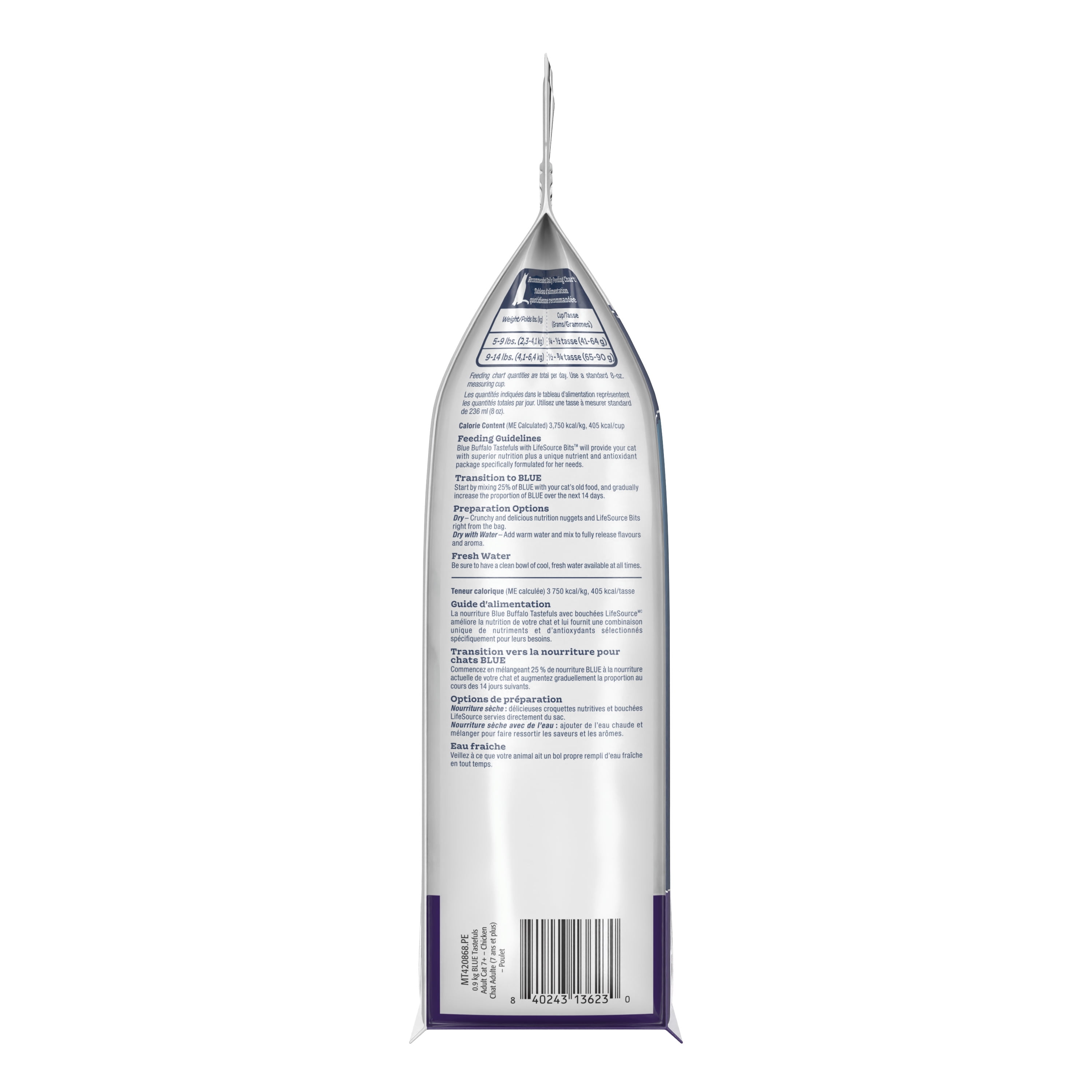 Blue Buffalo Tastefuls Dry Food, Adult Cat 7+, Chicken and Brown Rice Recipe, 0.9kg