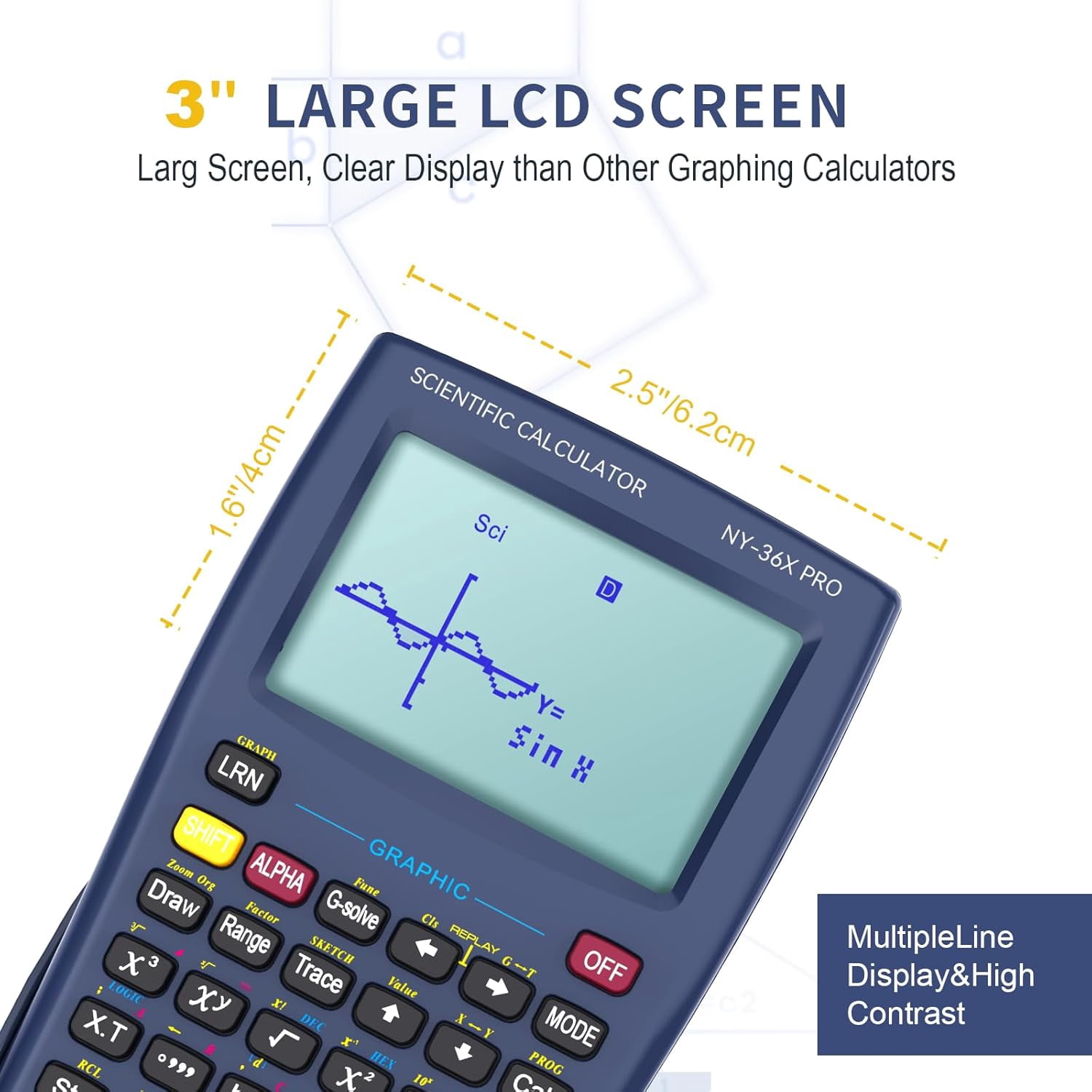 NEWYES Scientific Calculator with Graphing Function, 36X Pro Graphic Science Calculator for Middle and High School Supplies (Blue)