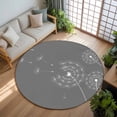 thumbnail image 3 of 7ft Round Rug, Grey Dandelion Non-Skid Rubber Backing Large Area Rugs - Living Room Bedroom Home Office, Abstract Art Simple Floral Indoor Floor Mat Carpets Washable Rug, 3 of 9