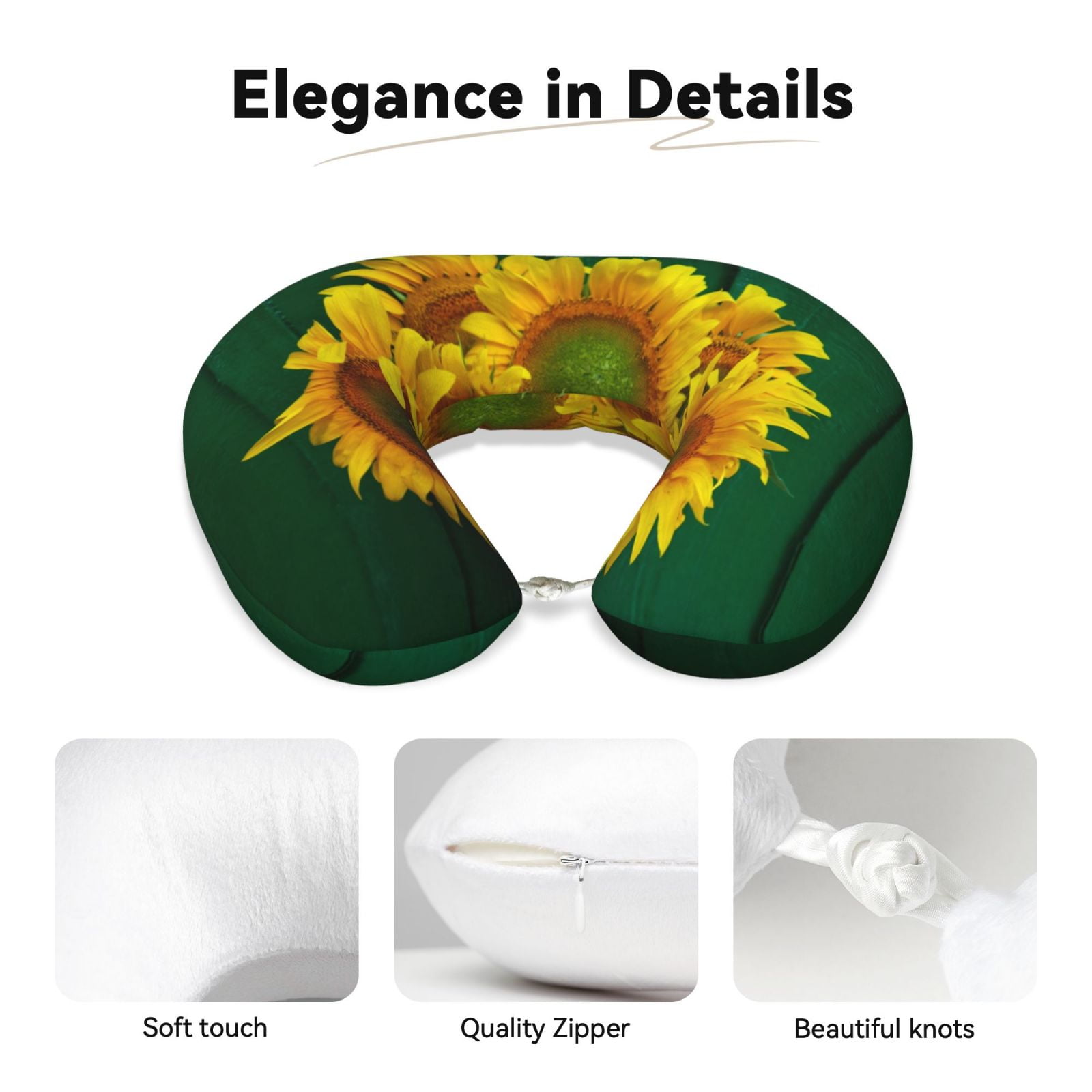 Xecao Sunflowers in Bucket Print Memory Foam Cervical Neck Pillow Versatile U-Shaped Pillows for Home,Office,Camping,Travelling,Soft Washable Cover