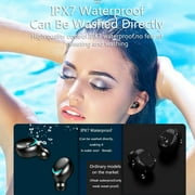 TWS Bluetooth 5.0 Wireless Earbuds Bluetooth Earphones with Mic 5D Stereo Earphones IPX7 Earphones With Charging Box Power Bank Black