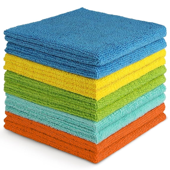 Microfiber Cleaning Cloths 12"×12", Ultra Absorbent Lint Free Reusable Washable Dusting Towels, Multi-Color Mixed Polishing Rag for Kitchen House Car Detailing