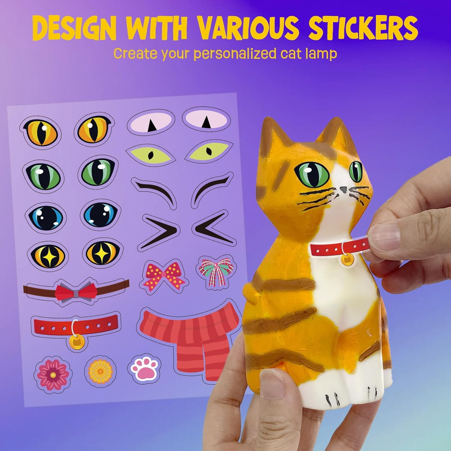 Clearance! Paint Your Own Cat Lamp Kit, Arts and Crafts for Kids Ages 8-12, Art Supplies Painting kit for Kids 6-12, Cat Night Light Toys Girl Boy Birthday Valentines Easter Gifts for Kid Ages 3-10+