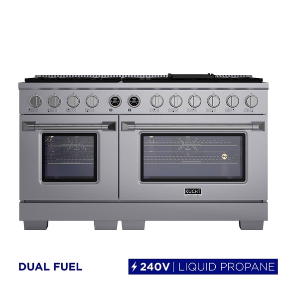 60 in. 7.9 cu. ft. 10 Burners Dual Fuel Range for Propane Gas in Stainless Steel