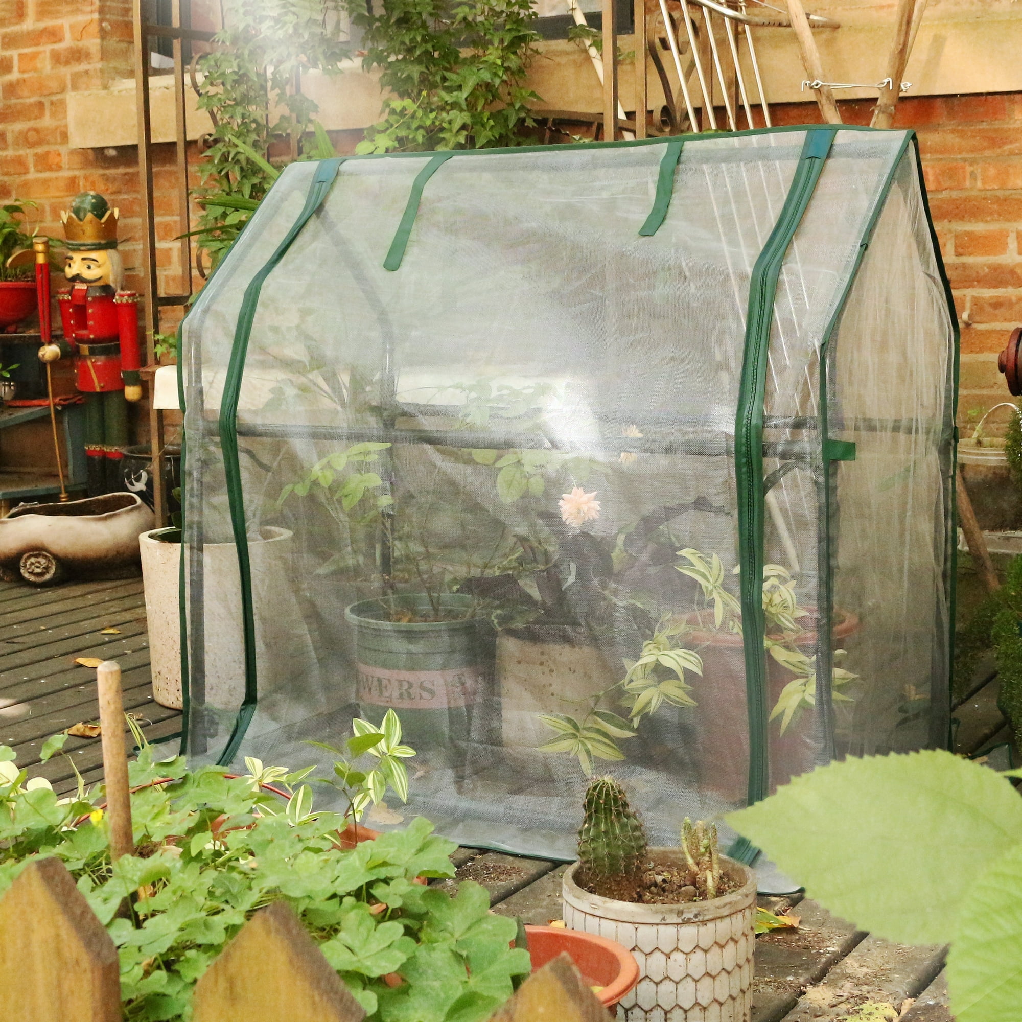 Gardzen Mini Greenhouse with Garden Netting Cover, Mesh Plant Protector for Plants 36.2"(L) x18.9(W) x33.3(H)