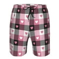 Adobk Heart Plaid Print Men's Swim Trunks Hawaiian Bathing Suit