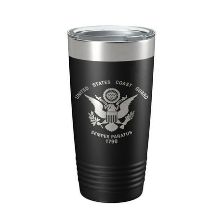 

United States Coast Guard Flag Tumbler USCG Travel Mug Insulated Laser Engraved Coffee Cup Gift 20 oz Black