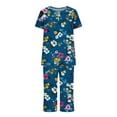 thumbnail image 5 of Summer Savings Clearance!Viikei Womens Plus Size Clearance $5,Women's Round Neck Short Sleeve Sleepshirt and Pants Sets Loungewear Pajamas with Pockets Dark Blue L, 5 of 5