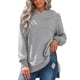 thumbnail image 1 of Sudadera informal con cuello redondo y manga larga de color puro, sudadera con capucha gris claro para mujer XL, 1 of 8