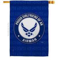 Breeze Decor H108541-BO Proud Girlfriend Airman House Flag Armed Forces Air Force 28 x 40 in. Double-Sided Decorative Vertical Flags for Decoration Banner Garden Yard Gift