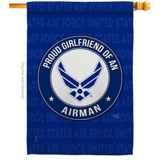 Breeze Decor H108541-BO Proud Girlfriend Airman House Flag Armed Forces Air Force 28 x 40 in. Double-Sided Decorative Vertical Flags for Decoration Banner Garden Yard Gift