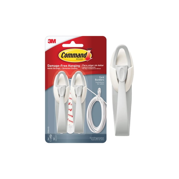 Command Cord Bundlers, White, 2-PACK