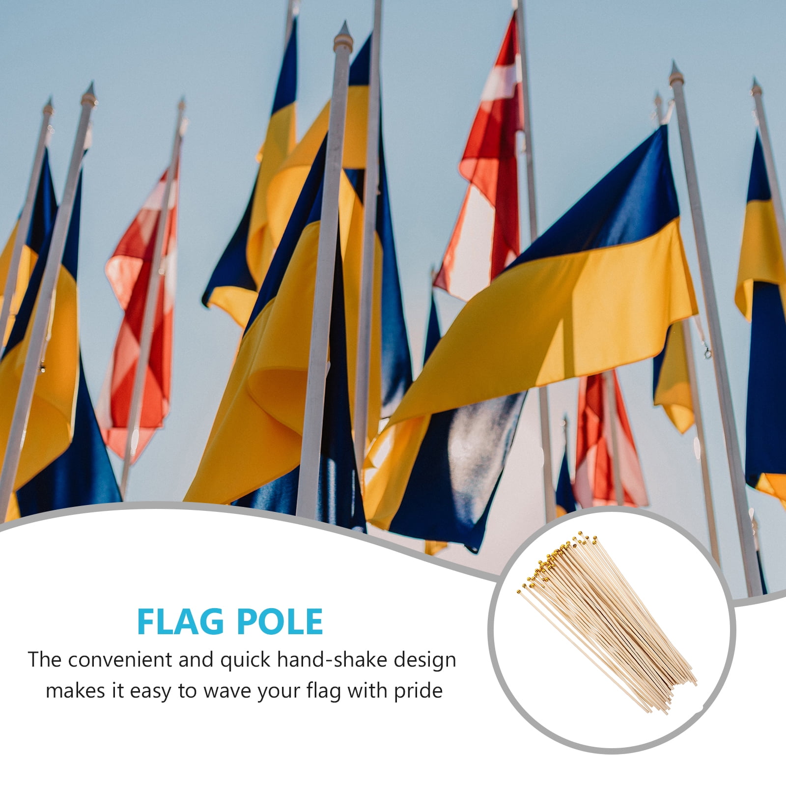 50pcs 40cm Flag Pole Replacement Set for Handheld Party Flags - Flagpoles for Events and Celebrations