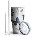 thumbnail image 2 of 30oz Butterfly and Leaves Pattern Tumblers Stainless Steel Tumbler with Lid and Straw,Vacuum Insulated Double Wall Travel Tumbler Cups Mug with Cleaning Brush for Coffee,Tea, 2 of 7