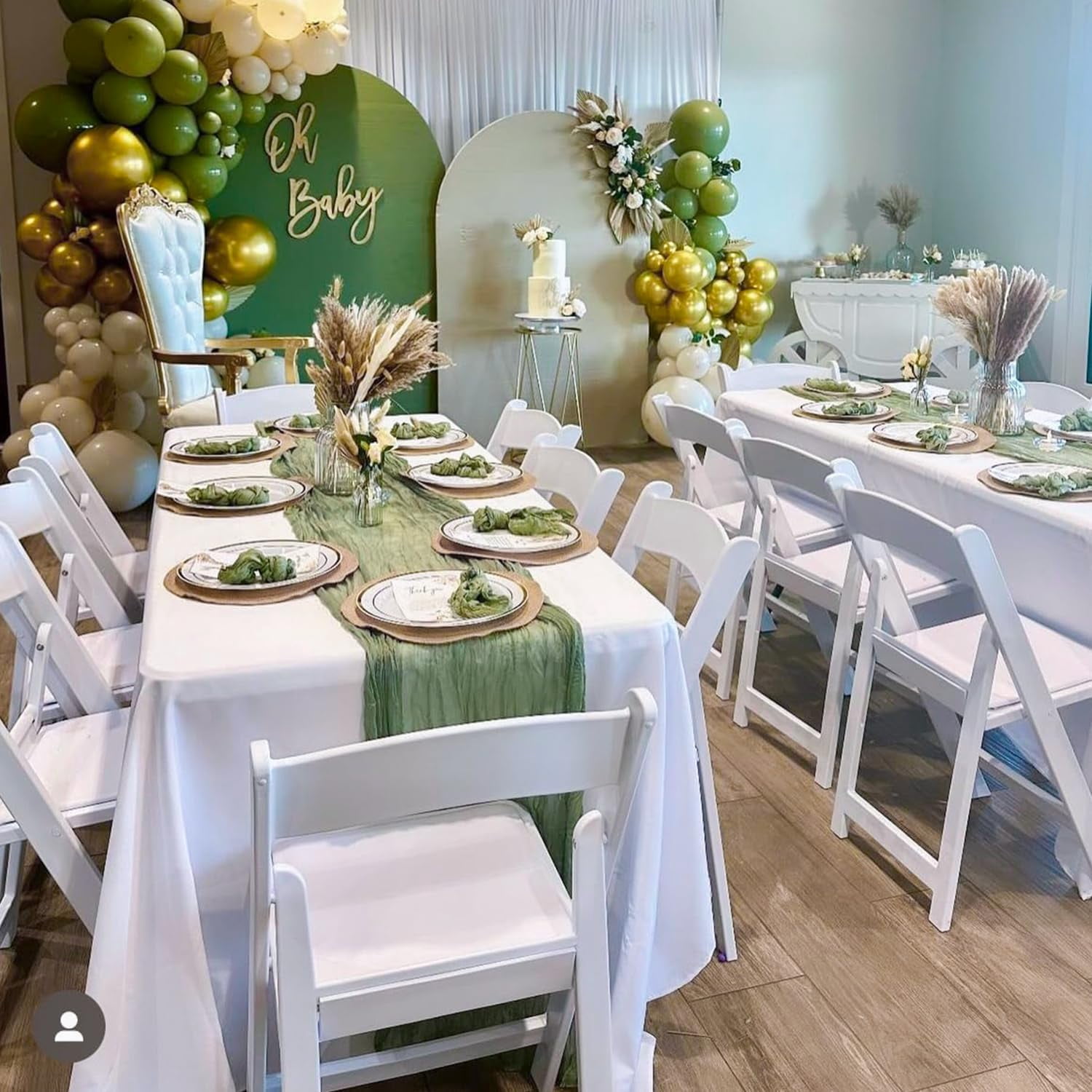 HBlife 10 Pack Sage Green Cheesecloth  Gauze Table Runner, 35 x 120 Inch Boho, Rustic, Romantic for Wedding Party Bridal Birthday Baby Shower