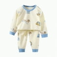 thumbnail image 3 of HCNTES Kids Toddler Boy Long Sleeve Shirt & Straight Leg Pants Set Spring Fall Winter Warm Loungewear Outfits Set Pajamas Sleepwear Pjs for Baby(A01-Beige,3-4 Years), 3 of 3