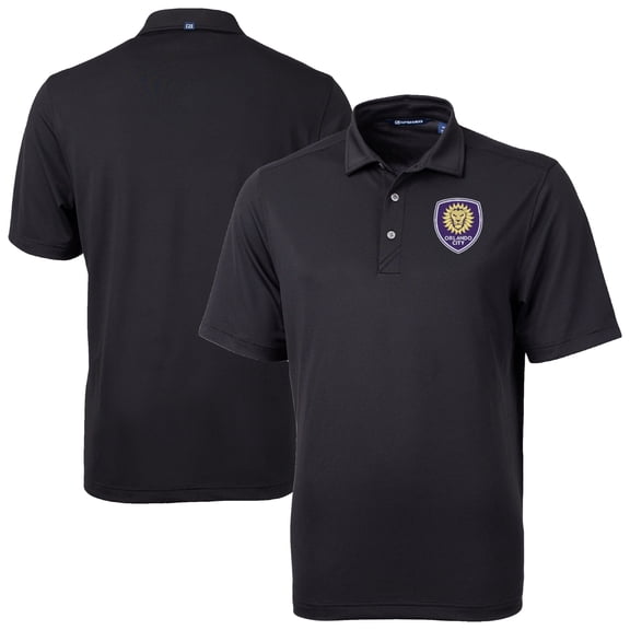 Men's-Cutter & Buck  Black Orlando City SC Virtue Eco Pique Recycled Polo