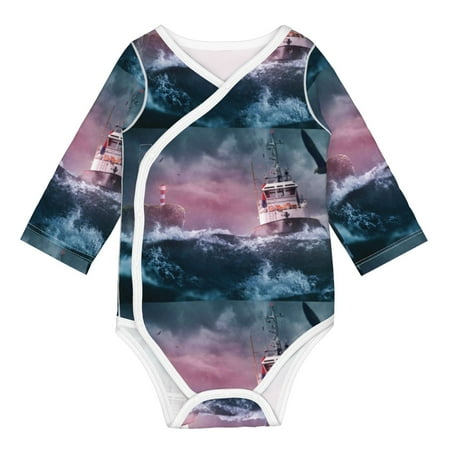 

Matuu Boat Lighthouse Storm Waves for Baby Long-Sleeve Bodysuit Soft Cotton Comfortable and Breathable Perfect for Newborns and Infants