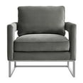 thumbnail image 3 of Pemberly Row 20" Modern Velvet and Stainless Steel Chair in Gray/Silver, 3 of 6