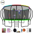 thumbnail image 1 of YORIN Trampoline pour Enfants de 8 à 9 Ans, Trampoline de 15 Pi pour Adultes avec Filet d'Enceinte, Panier de Basketball, Échelle, Trampoline Récréatif Extérieur de 1500 Lb, Trampoline Robuste avec Lumière, Arroseur, Bas, 1 of 7