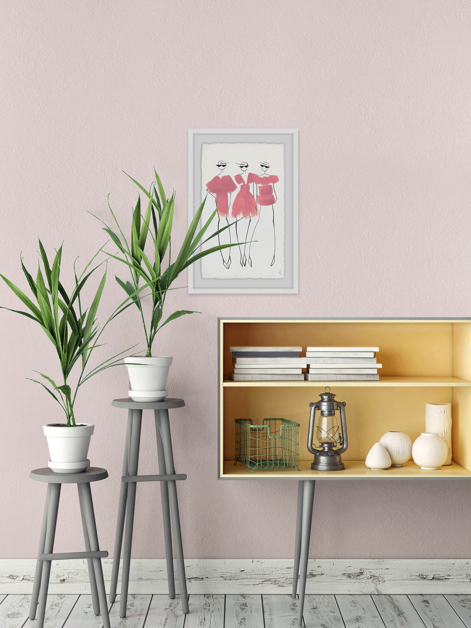 Little Pink Dress Framed Painting Art Print, 16.00" x 1.50"