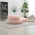 thumbnail image 4 of Bean Bag Chair with Footstool for Kids Adults, Comfort Faux Fur Lazy Sofa with Backrest, Durable High Back Lounger Single Chair for Living Room, Pink, 4 of 8