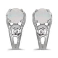 thumbnail image 1 of 10k White Gold Round Opal And Diamond Earrings, 1 of 2