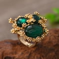 thumbnail image 4 of Vintage Oval Round Stone Statement Ring for Women Gold Plated Elegant Colorful Birthstone Flower Beaded Adjustable Open Wrap Finger Rings Comfort Fit Antique Art Deco Jewelry, 4 of 12