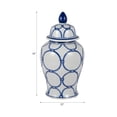 thumbnail image 3 of Decorative Ceramic Temple Jar for Living Room Decor - Stylish Home Accent for Bedroom, Office, and Table Centerpiece - Modern Flower Vase for House, Entryway, or Kitchen Styling - 19", Blue & White, 3 of 12
