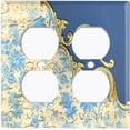 thumbnail image 3 of Metal Light Switch Plate Cover Blue Floral Damask Frame Honeycomb Trim DAM058, 3 of 13