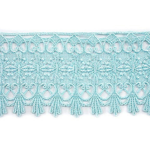 Altotux 4.75" Gold Coral Green Gray Eggplant Embroidered Venice Lace Trim By 15" (LIGHT BLUE)