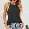 thumbnail image 4 of YYDGH Women's Crew Neck Ribbed Tank Top Halter Sleeveless Summer Knit Cami Top Sweater Tank Black S, 4 of 7