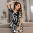 thumbnail image 6 of Bixox Gothic Skull Floral Art Pattern Women's Nightgown, Soft & Breathable Sleepwear, Round Neck Knee-Length Pajama Dress,Loungewear for Home & Sleep, 6 of 7
