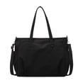 thumbnail image 1 of Bolso para portátil, bolso de compras grande con cremallera, bolso tote para la escuela, viajes y playa. Negro, 1 of 9