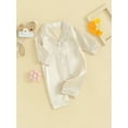 thumbnail image 4 of BemeyourBBs Newborn Baby Girl Boy Silk Satin Pajamas Rompers Kids Long Sleeve Button Down Pjs Infant One Piece Jumpsuit Loungewear Sleepwear, 4 of 10