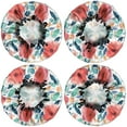 thumbnail image 2 of Shower Caps,Pioneer Flower Floral Print Pattern Waterproof Shower Cap for Women 4 Pieces,Double Reusable Hair Cover for Shower PEVA Elastic Stretch Hem, 2 of 7