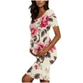 thumbnail image 4 of yoeyez Robes de Maternité pour Femmes à Manches Courtes, Col Rond, Robes à Fleurs, Robe Moulante en Coton de Maternité, Vêtements de Maternité pour Femmes Enceintes Multicolore,G, 4 of 6