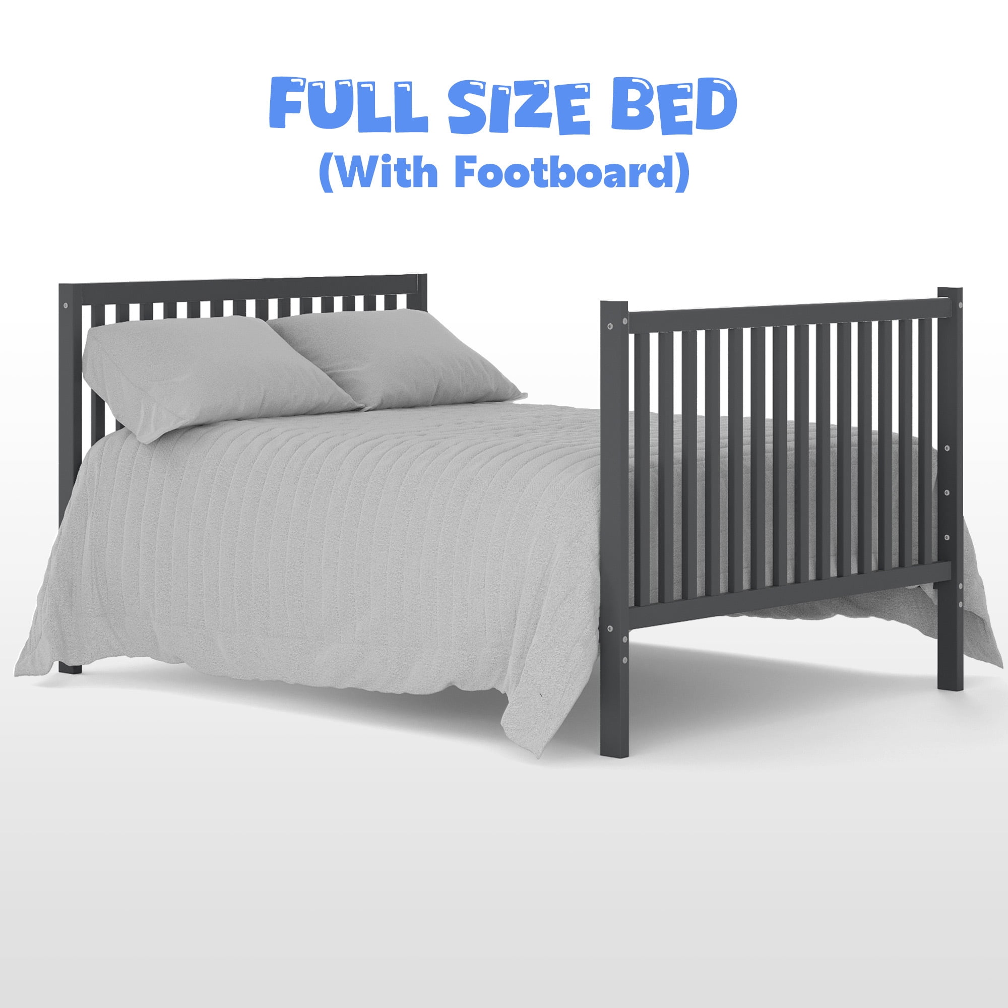 Baby Convertible Crib 5-In-1, New Zealand Pinewood Baby Bed, Crib With 3 Height Adjustment, Non-Toxic Finish, No Conversion Kit Included, Gray