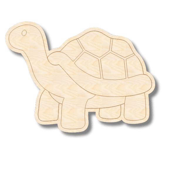 Unfinished Wood Etched Tortoise Shape | Paint By Line Crafts 16" / 1/4"